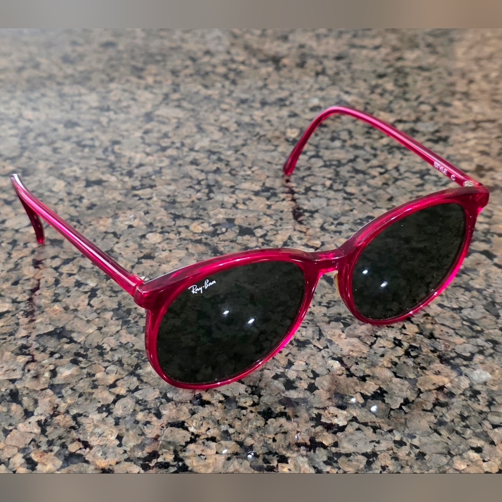 Rqy Ban Bausch & Lomb Sunglasses Style C Vintage B&L Rare Red Frame Made In USA